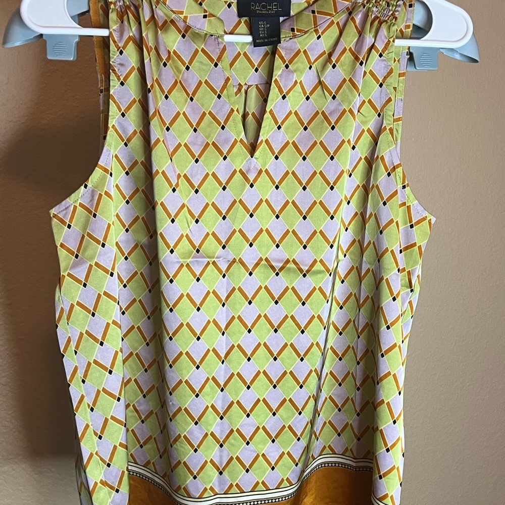 Rachel Yellow and Orange Diamond Pattern Blouse